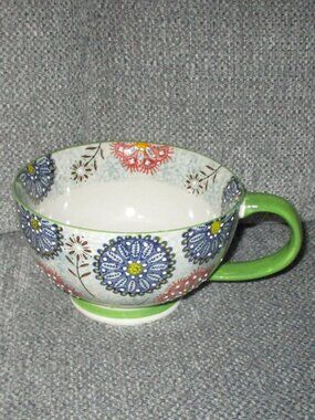 PIER 1 Imports Hand painted 3D raised dots stoneware soup mug